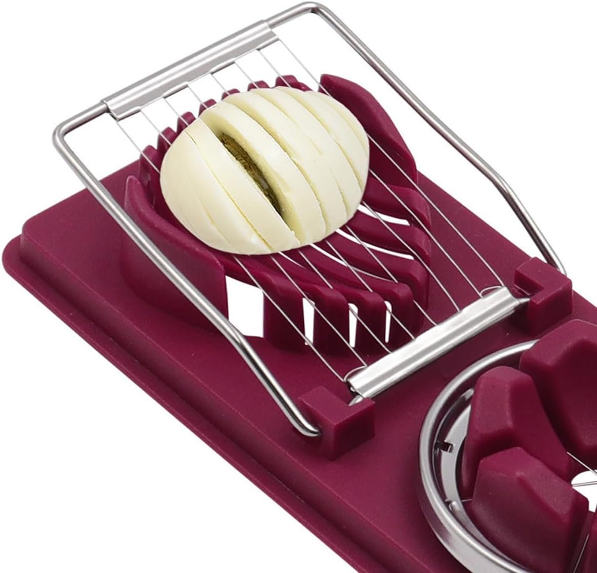 AIMALL 5-Piece Multifunctional Egg Slicer Set, Stainless Steel Wires, Food Grade PP Material, Compact Design for Slicing Eggs, Strawberries, Mushrooms â€“ 7.87x3.54 Inches