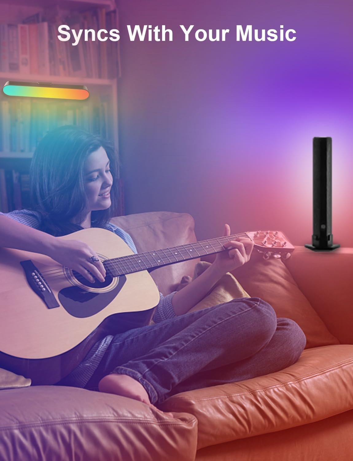 ZUUKOO LIGHT Smart LED Light Bar, RGB Smart LED Lamp with 19 Dynamic Modes and Music Sync Modes, TV LED Backlight, Mood Lighting, Ambient Lighting for Gaming, Movies, PC, TV, Room Decoration