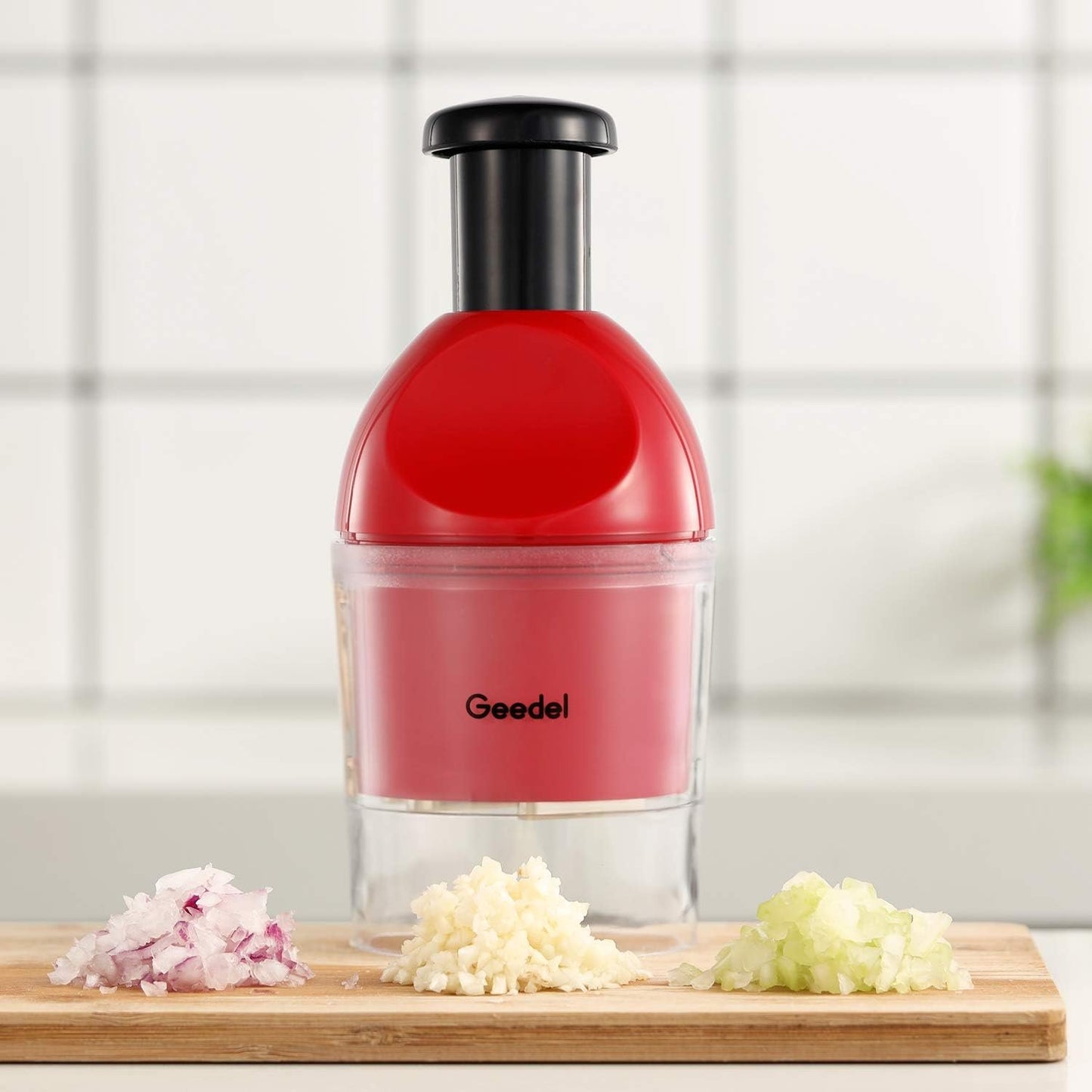 Geedel Food Chopper, Easy to Clean Manual Hand Chopper Dicer, Slap Press Chopper Mincer for Vegetables Onion Garlic Nuts Salads