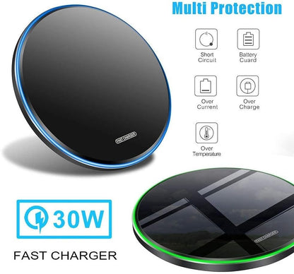 Wireless Charger • 30W Max Wireless Charging Pad • Compatible with Samsung Galaxy S23/S22/S21/S21 Ultra/S21+/S20 fe/S20/Note 20/10,Google Pixel,LG,and More