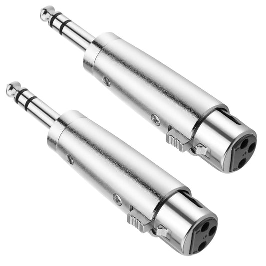JOMLEY XLR Female to 1/4" TRS Adapter, Balanced XLR Female to 1/4 Inch TRS Male Stereo Jack Plug Cable Adapter - 2 Pack