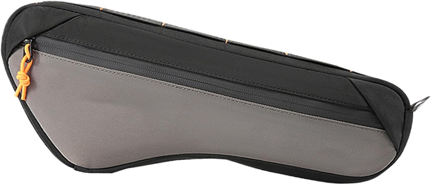 Cycling Pouch, Bikes Frame Bag, Water-Resistant Polyester Bicycles Handlebar Gear Bag, Secure Zipper Closure for Travel Outdoor Tools Keys Phone, 13.78 Inches Grey 1 Piece