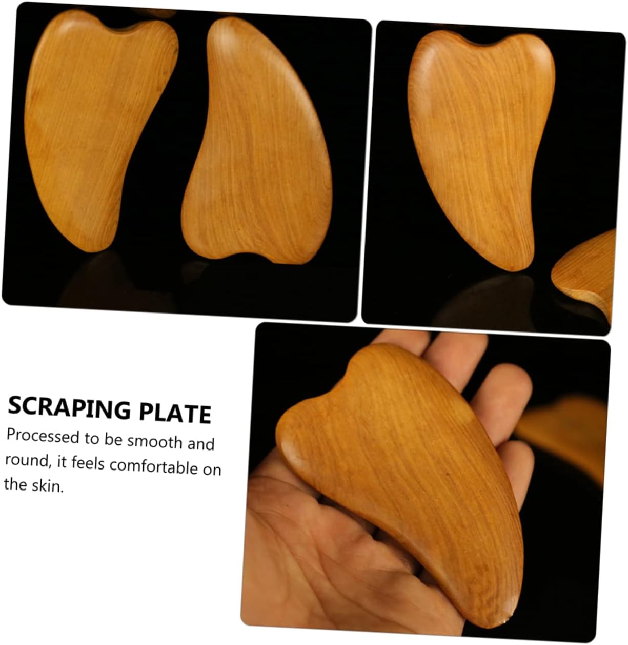 GOOHOCHY 3sets Wooden Scraping Massage Tool Natural Meridians Therapy Scraper for Facial Care Relax Muscles Enhance Skin Elasticity for Daily Use 4pcs*3