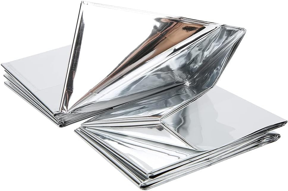 5PCS Outdoor Emergency Shelter Blanket Outdoor Reusable Emergency Blanket Survival Portable Tent for Outdoors, Hiking (Silver)