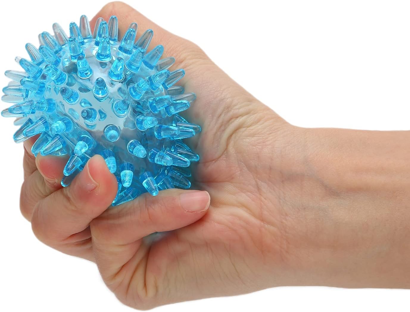 Spiky Ball Hollow Soft Transparent Strength Recovery Exercise Stress Relief Massage Ball for Hand Wrist Foot, Back, Muscles,Spiky Roller Sensory Toys Deep Tissue Trigger (6CM)