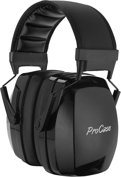 ProCase SNR 36dB Noise Reduction Safety Ear Muffs, NRR 32dB Noise Cancelling Headphones, Hearing Protection Ear Protection for Shooting Gun Range Mowing -Black