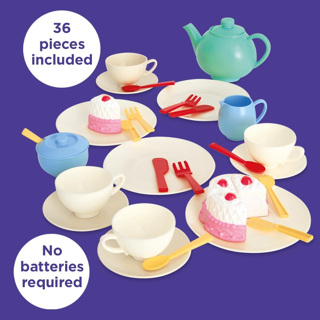 Casdon Tea Set | Colourful Toy Tea Party Set for Children Aged 3+ | Includes 36 Pieces for The Best Tea Parties Around!