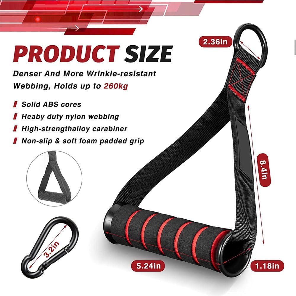Exercise Handles Kit for Resistance Bands, 4 Cable Machine Handles with 4 Hooks for Pilates Yoga Strength Trainer, Replacement Fitness Equipment Pull Down Home Gym, Working Out Handles