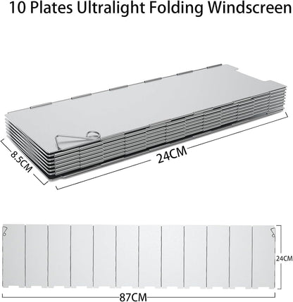 10 Plates Ultralight Folding Camp Stove Windscreen Portable Camping Stove Windshield for Use with Alcohol Stoves and Other Backpacking Stoves,Must for Outdoor Travel