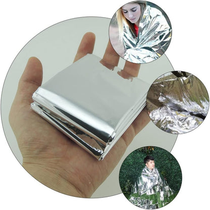 TOBBOMEY 3pcs Foil Emergency Blankets Double Sided Gold Silver Safety Blankets for Outdoor Activities Heat Retention Moisture Protection for Camping Hiking and Survival