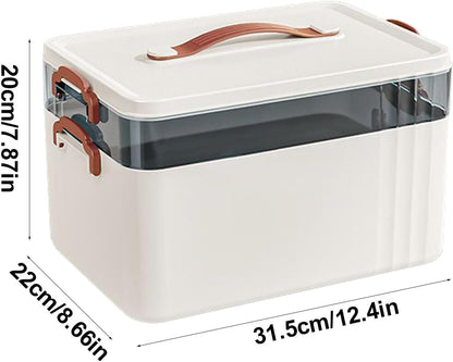 Generico Medicine Box Organizer, Multi-Tier Household Storage Medicine, 12.4x7.87in Clear Family Safety Accessories, Tools Container for Home Use, Camping, and Travel