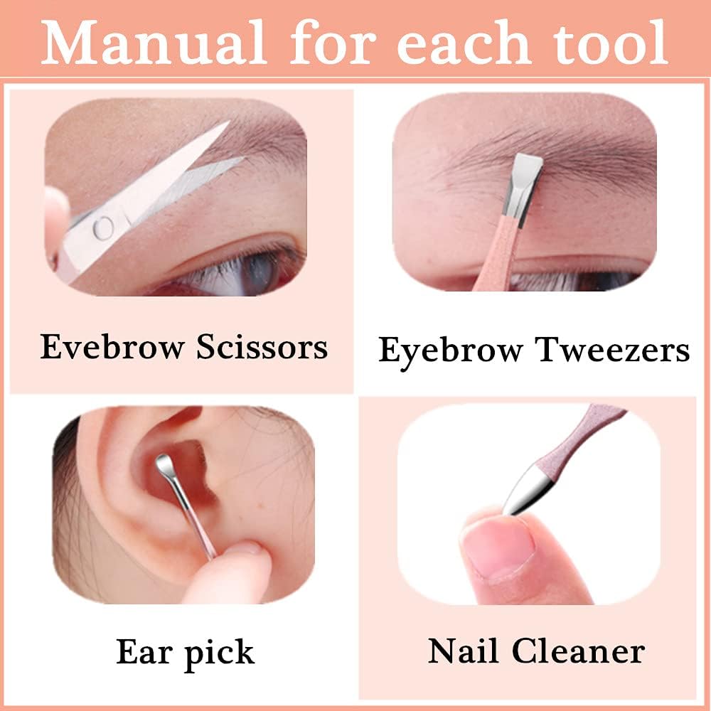 QURIPE Manicure Set, Luxury Manicure 7 In 1 Professional Pedicure Set, Nail Clippers Kit, Nail Care Tools with Luxurious Travel Case, Best Gifts For Women Girl(Rose Gold)