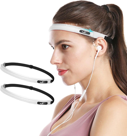 HiRui Sports Silicone Sweatband, Headband with Sweat-Guiding Channels Away from Eyes, Soft and Flexible, Universal Fit with Elastic Strap, Helmet-Compatible