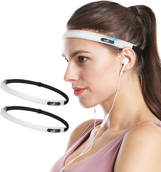 HiRui Sports Silicone Sweatband, Headband with Sweat-Guiding Channels Away from Eyes, Soft and Flexible, Universal Fit with Elastic Strap, Helmet-Compatible