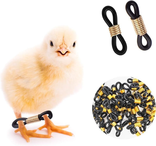 50 Pcs Black Baby Chick Splay Leg Hobble Chicken Leg Bands,Adjustable Chicken Hobble Braces for Spraddle Leg Repair Poultry Care Supplies,Bird Ducks Newly Hatched,Poultry Feeding and Watering Supplies