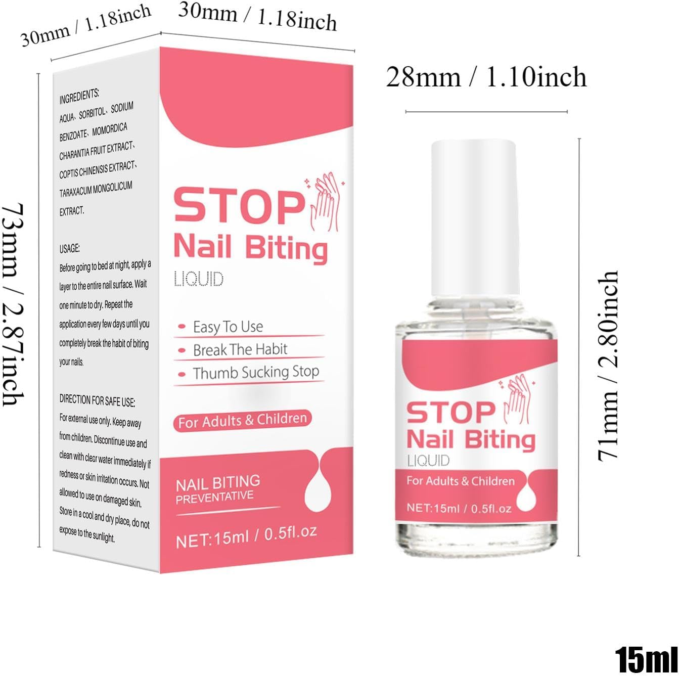 Anti Nail Biting Polish for Kids - 0.5fl oz Nail Bite Stopper,Bitter Taste, Stop Nail Biting Polish, Thumb Sucking Stop for Kids, Anti Nail Biting Polish Nail Biting Care for Kids and Adults