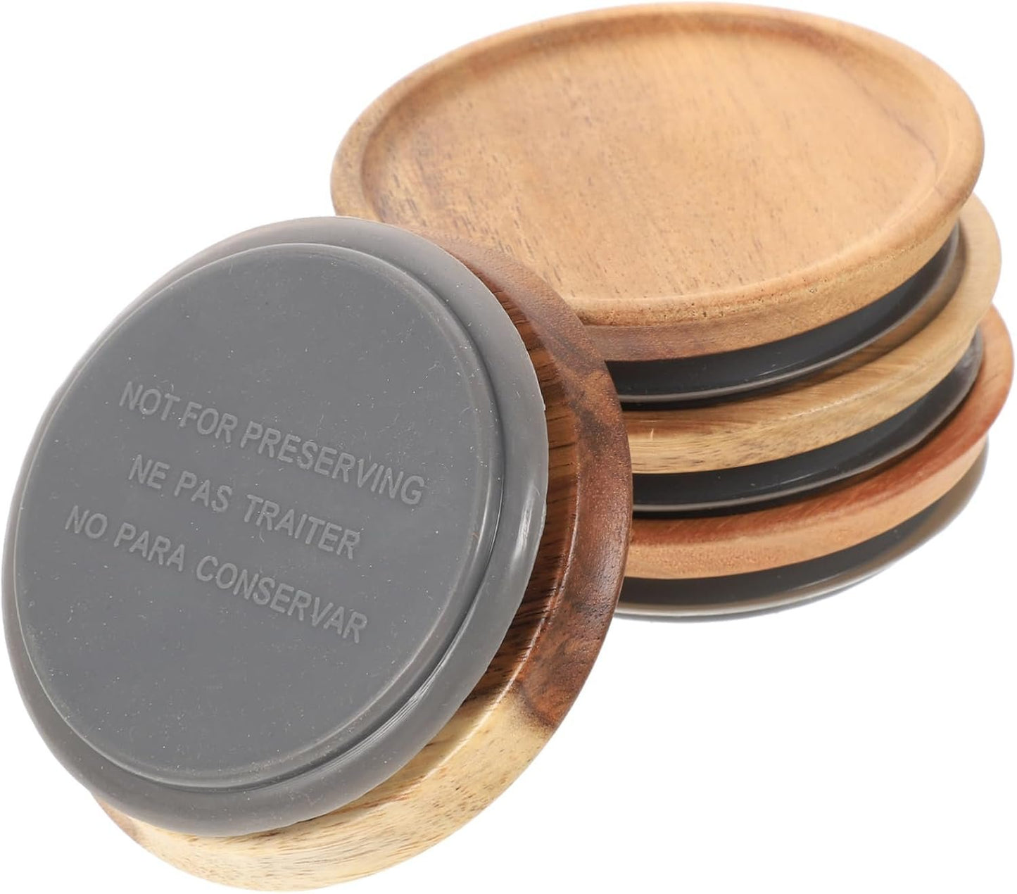 HAKIDZEL 4pcs Wooden Jar Lids Sealed Wide Mouth Canning Jar Lids Replacement for Storage Containers for Jam