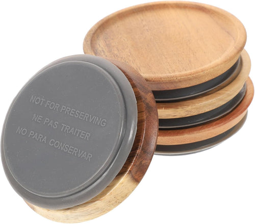 HAKIDZEL 4pcs Wooden Jar Lids Sealed Wide Mouth Canning Jar Lids Replacement for Storage Containers for Jam