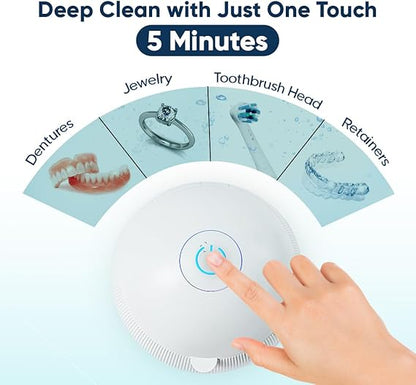 Swissklip ShinePod Ultrasonic Dental Cleaning Pod | Ultrasonic Retainer Cleaner Machine | Mouth Guard Cleaner| Night Guard Cleaner| Aligner Cleaner | Denture Cleaner - White