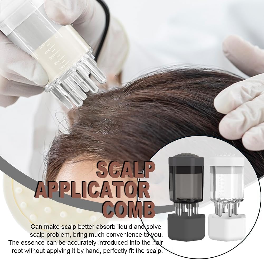 Wzenclave Scalp Applicator Comb and Oil Bottle for Hair Growth Care - Essential Oil Treatment and Massager (2Pcs)