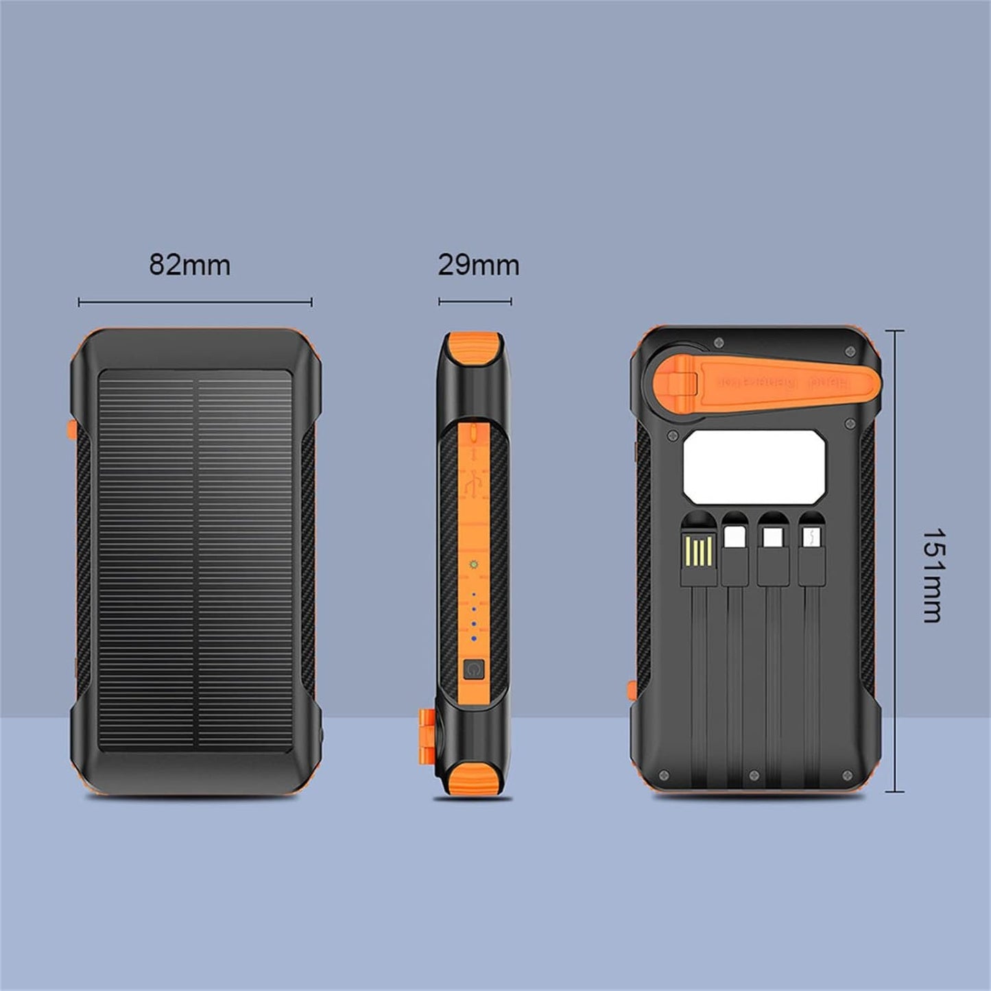 10000mAh Hand Crank Solar Power Bank Outdoor Emergency Powerbank LED Flashlight 5 Ports Phone Charger
