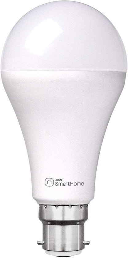 Laser 10W B22 Smart Bulb, 1000 Lumens, Adjustable White LED Light for Home DÃ©cor, Mood Night Light - Wi-Fi App & Voice Control, Compatible with Alexa, Amazon Echo, Google Assistant, No Hub Required