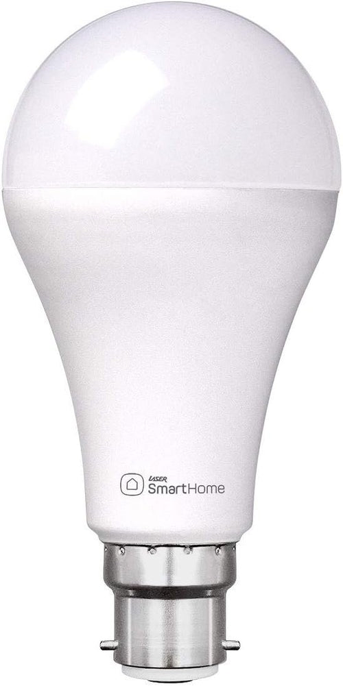 Laser 10W B22 Smart Bulb, 1000 Lumens, Adjustable White LED Light for Home DÃ©cor, Mood Night Light - Wi-Fi App & Voice Control, Compatible with Alexa, Amazon Echo, Google Assistant, No Hub Required