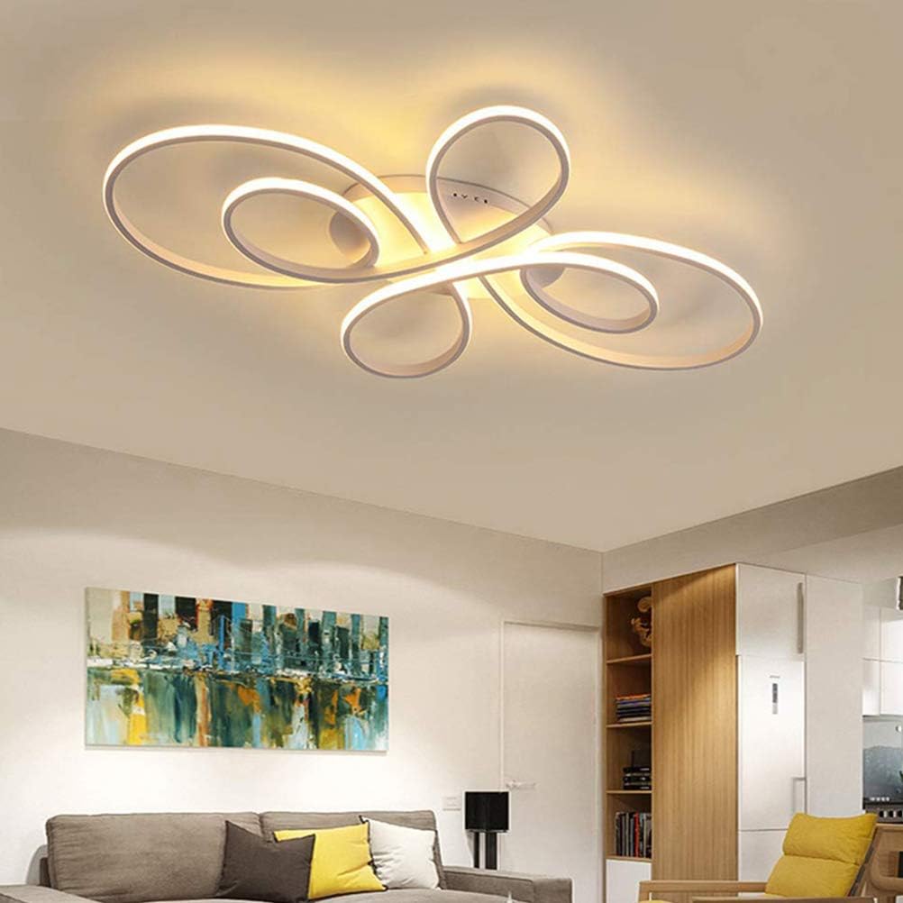 Lampada da Soggiorno a LED da Soffitto Camera Plafoniera Dimmerabile con Telecomando per Sala da Pranzo Lampadari Moderno Design Floreale Acrilico da Letto Stanza delle Ragazze Luci Decor (Bianca)