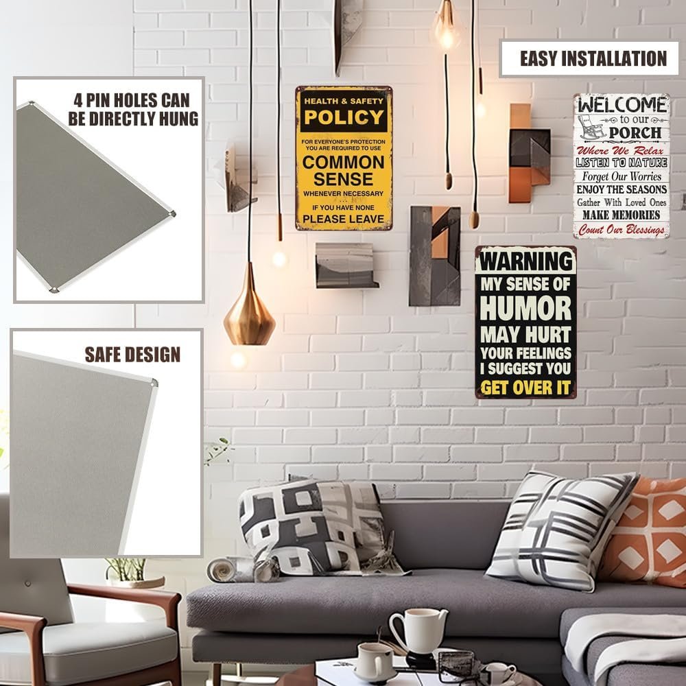 Health & Safety Policy Wall Mounted Metal Sign for Home Office Kitchen Bathroom Bedroom Living Room Dining Hallway