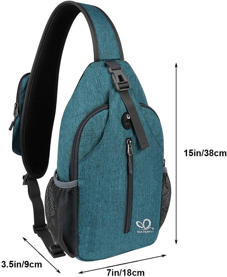 WATERFLY Sling Bag Sling Backpack Crossbody Bag Hiking Daypack for Men Women