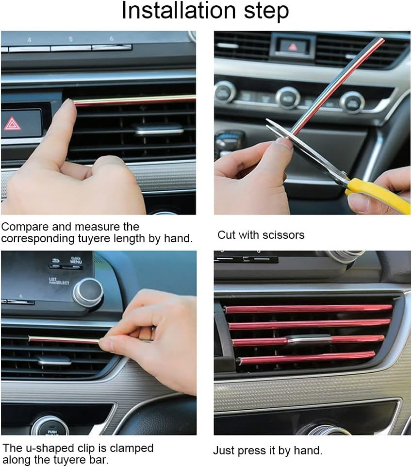 20pcs Car Air Conditioner Decoration Strip for Vent Outlet, 19.5CM Car Vent Trims, Suitable for Most Air Vent Outlet Car Interior Accessories (Red)