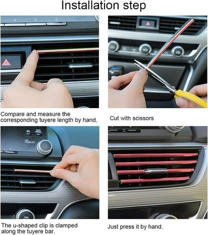 20pcs Car Air Conditioner Decoration Strip for Vent Outlet, 19.5CM Car Vent Trims, Suitable for Most Air Vent Outlet Car Interior Accessories (Red)