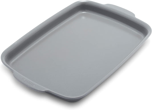 GreenPan Premiere Ovenware Healthy Ceramic Nonstick 13" x 9" Quarter Sheet Baking Pan, Cast Aluminum Bakeware, Warp-Free, Broiler Safe to 600F,Dishwasher Safe,PFAS-Free, Gray