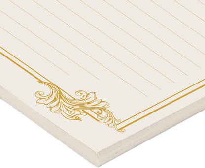 XXINMOH 90 Pieces Stationery Set with Envelopes (60 Vintage-Style Paper Sheets + 30 Envelopes), Gold Border Letter Writing Paper and Envelopes for Love Letter, Party Invitations