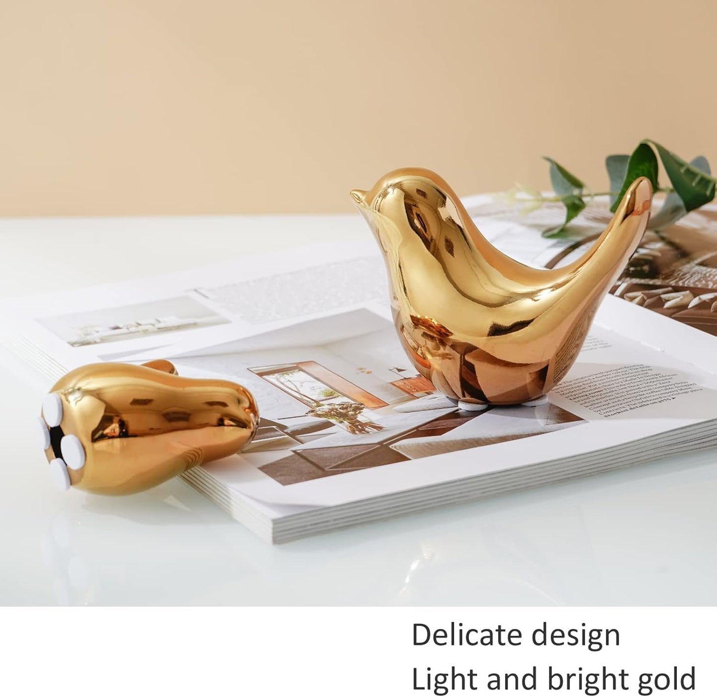 Notakia Small Birds Statues Home Decor Modern Style Birds Decorative Ornaments for Living Room, Bedroom, Office Desktop, Cabinets (2Pcs Gold)