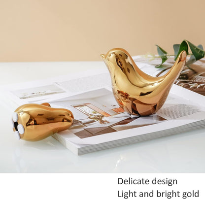 Notakia Small Birds Statues Home Decor Modern Style Birds Decorative Ornaments for Living Room, Bedroom, Office Desktop, Cabinets (2Pcs Gold)