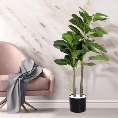 Lambu 100cm Artificial Plants Tree, Artificial Tree Fake Tree Tall Faux Trees Indoor Fake Plants, Lifelike Green Fake Potted Tree for Home Office Warehouse Decor Indoor Outdoor
