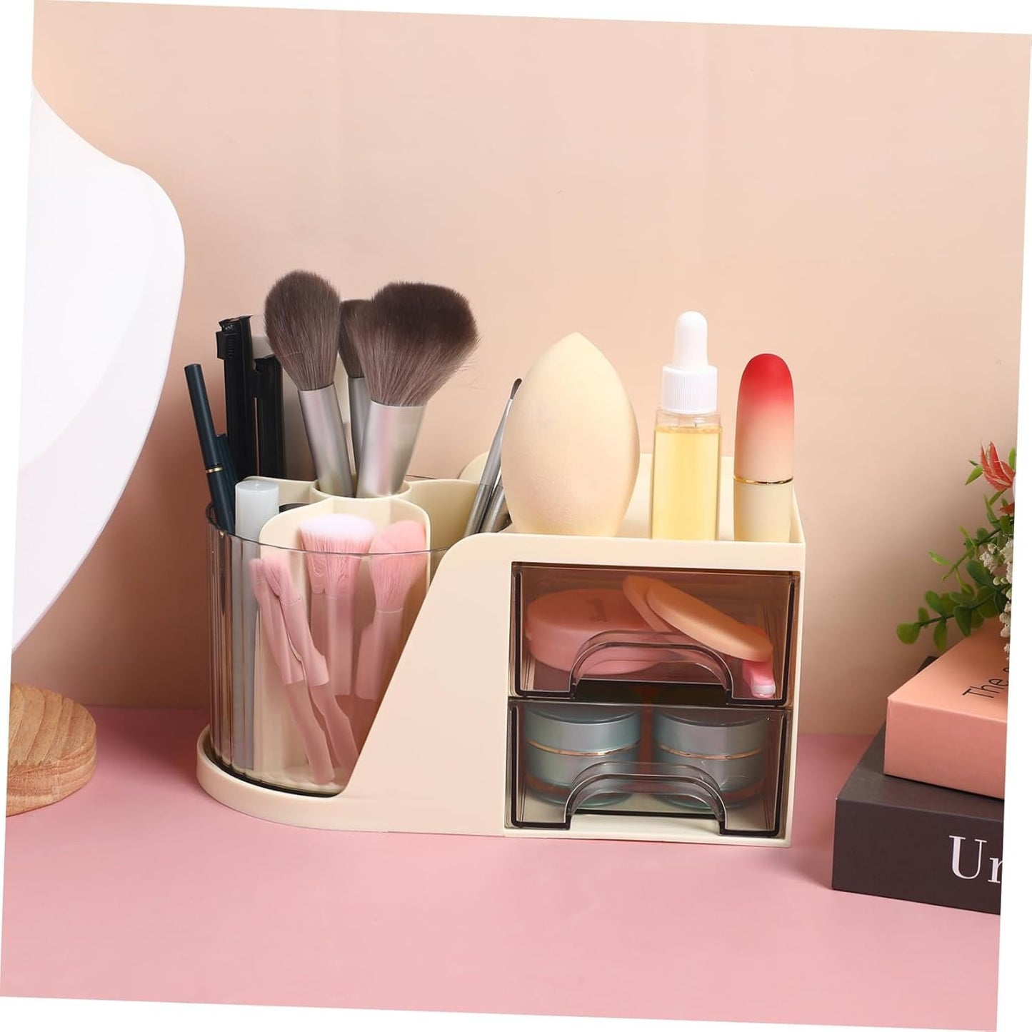 LOPUNER Desk Organizer Rotatable Storage Case Modern Divided Pen Holder Office Supplies Organizer Compact Sleek Design for Efficient Workspace Organization