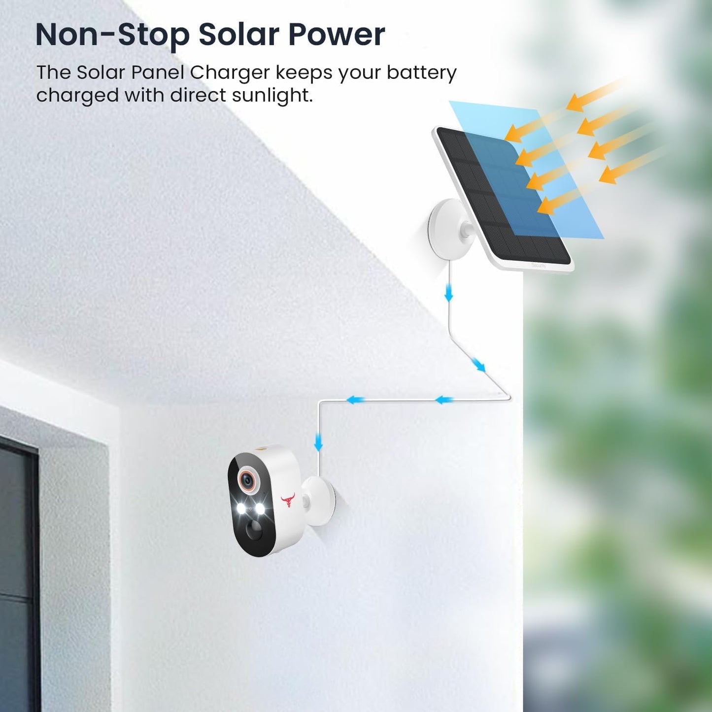 1080p Solar Security Camera Wireless, Smart AI Human Detection, 2-Way Audio, Color Night Vision, Cloud Storage, 2.4G WiFi, Indoor/Outdoor Surveillance Bullet Cam (1 Pack)