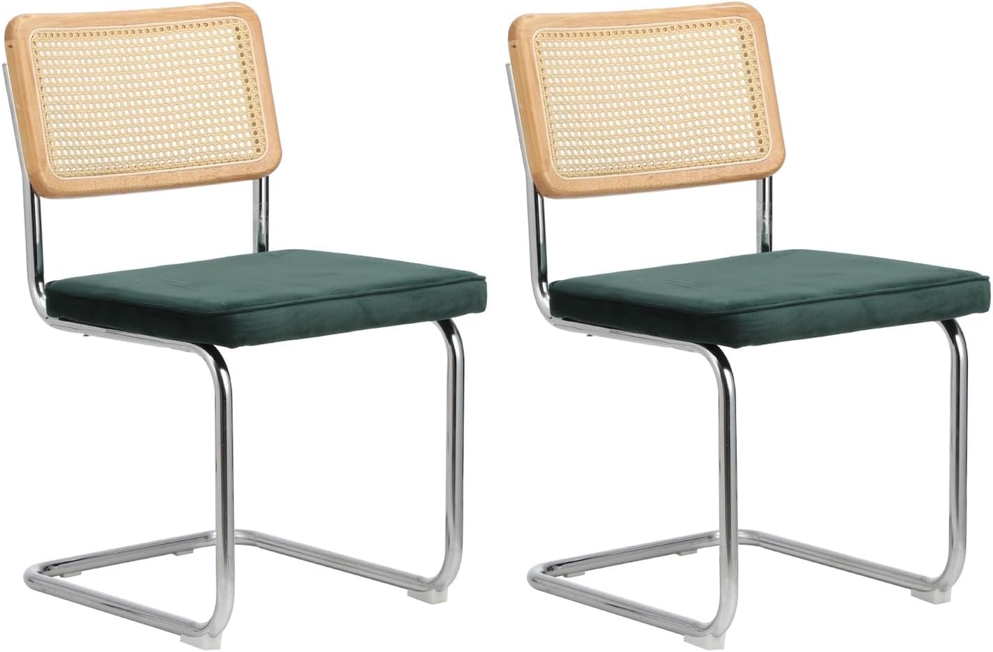 Oikiture 60cm Round Dining Table with 3PCS Dining Chairs Velvet White&Green