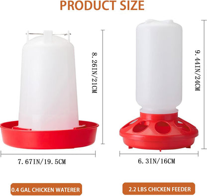 1L Chick Feeder, 1.5L Chicken Waterer - No Leakage Chick Feeder and Waterer Kit, Hanging Baby Chick Waterer, Durable Chicken Water Feeder, Chicken Feeder and Waterer Set, Poultry Waterer
