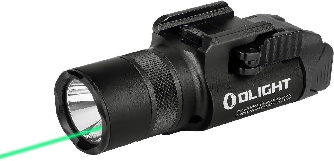 OLIGHT Baldr Pro R 1350 Lumens Rechargeable Tactical Flashlight, Magnetic USB Flashlight with Green Beam and White LED Combo, Ultra Bright Rail-Mounted Flashlight Compatible with 1913 or GL Rail (BK)