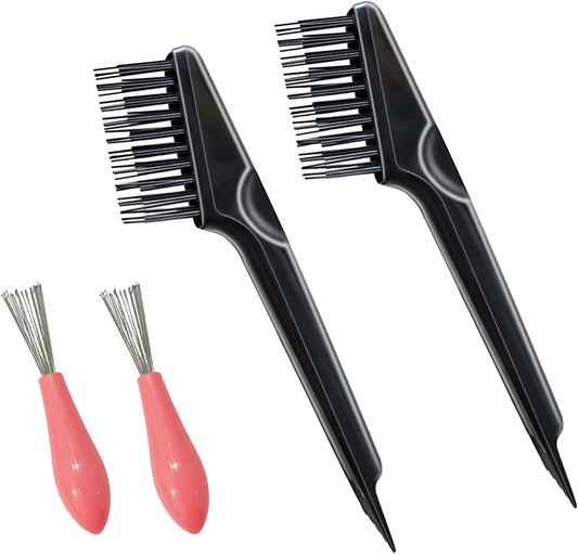 Lopsity 4PCS Hair Brush Cleaning Tool Comb Mini Hair Brush Comb Cleaning Brush Hair Brush Cleaner Tool for Removing Hair Dust Home Salon Use (PINK+BALCK)