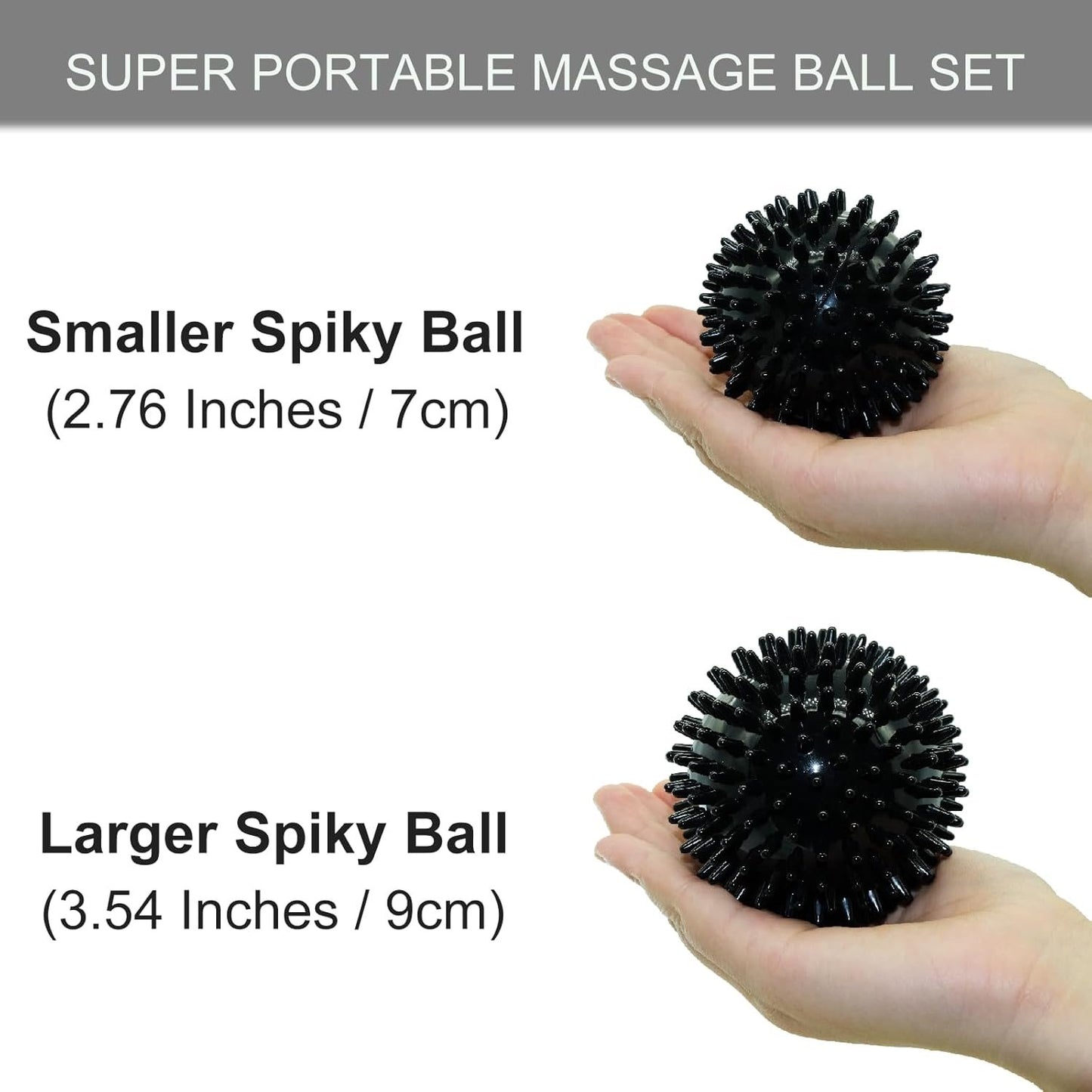 Hard Spiky Massage Ball Pack of 2. Plantar Fasciitis Relief Ball, Foot Massage Ball. Trigger Point Massager Therapy Balls for Muscle Recovery Myofascial Release Pain Relief