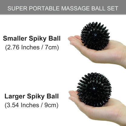 Hard Spiky Massage Ball Pack of 2. Plantar Fasciitis Relief Ball, Foot Massage Ball. Trigger Point Massager Therapy Balls for Muscle Recovery Myofascial Release Pain Relief
