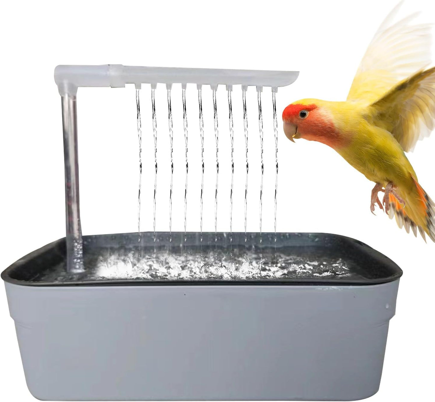 Parrot Bathtub, Automatic Bird Shower Station, Usb Powered Pet Bath Tub with Fountain Spray, Interactive Cage Bathing Toy for Small Medium Breeds, for Aviary, Garden, Outdoors