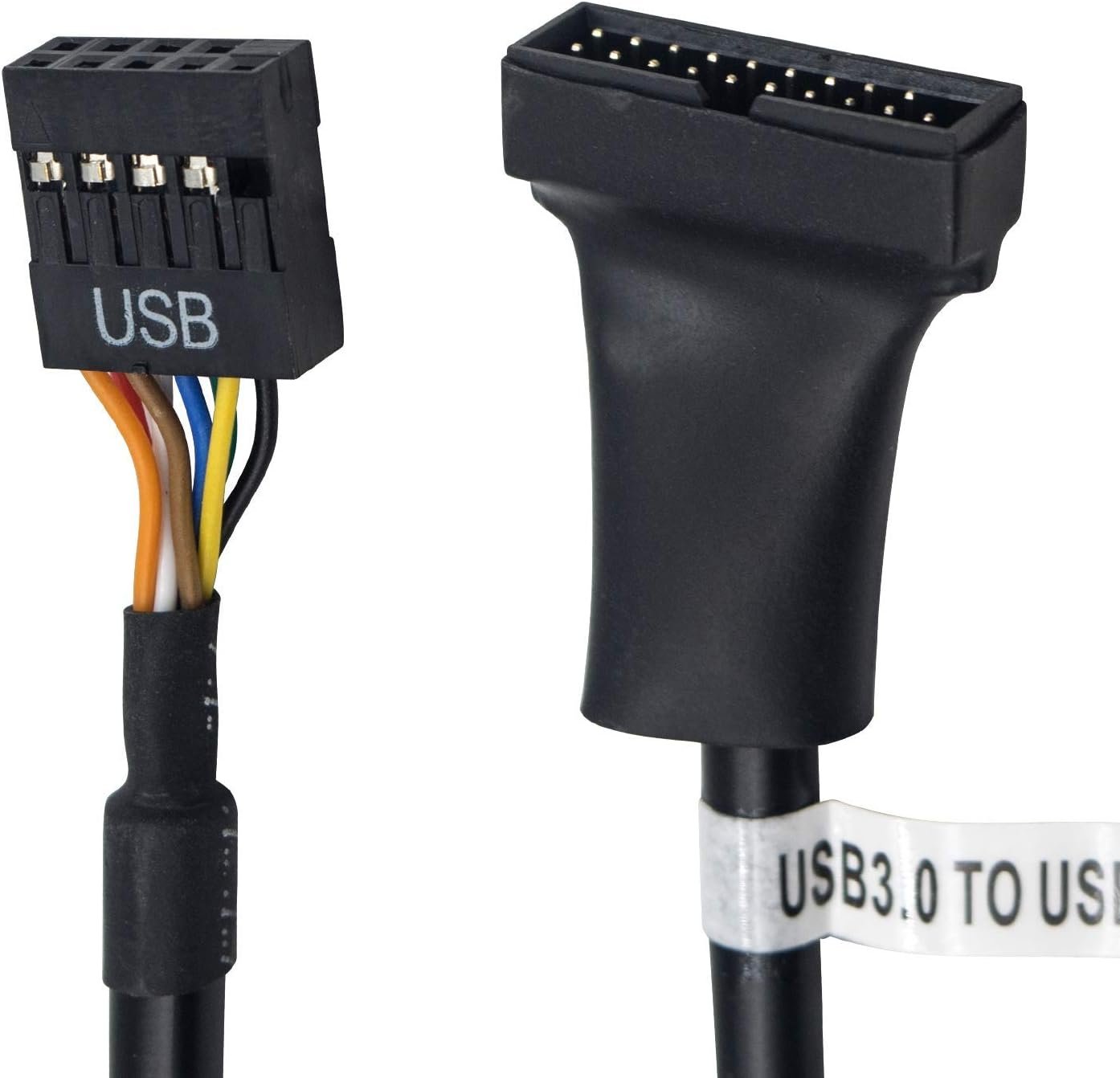 Duttek USB 3.0 Header to USB 2.0,USB 3.0 to USB 2.0 Motherboard Adapter Cable,19 Pin USB3.0 Male to 9 Pin USB2.0 Female Motherboard Cable Adapter Converter 6 inch/15cm (2-Pack)