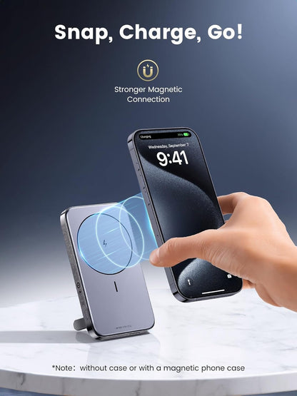 UGREEN Magsafe Power Bank Magnetic Battery Pack 10000mAh Powerbank with Foldable Kickstand, PD 20W, 15W Wireless, 3 Ports Portable Charger for iPhone 16 Pro Max/15 Plus/14/13/12 Series