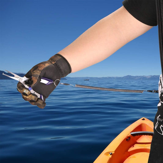 WADY Coiled Fishing Tools Lanyard Retractable Safty Tethers, Fishing T4 Coiled Lanyard or Safety Rope Wire Steel Inside Attached with Lobster 47.2 Inches Max Stretch, Fishing Lanyard