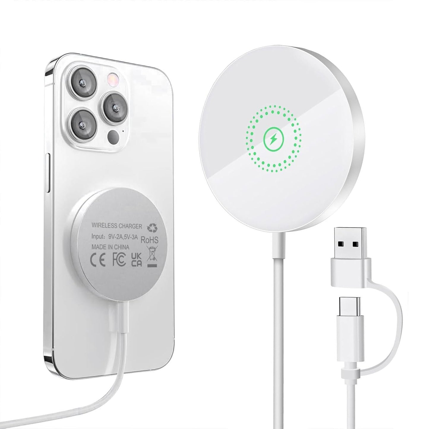 Magnetic Wireless Charger Compatible with Mag Safe Charging,15W Fast Wireless iPhone Charger Pad for iPhone 16/15/14/13/12(Pro,Max,Plus,Mini), Mag Safe Case,AirPod4,3,2,Pro